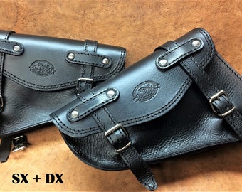 SPORTSTER side bag Moto Custom Harley Iron Forty Eight Roadster Nightster 883 1200 "Mod. Choppers 009B" Volonta leather - Made in Italy