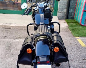 Cod. BISACCIA 123 / Mod. 103+5 - 60 litres - 4 mm leather saddle pad, adjustable in height - Large handmade saddlebag - Made in Italy