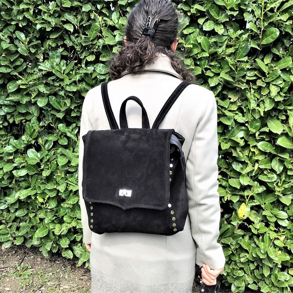 Genuine suede women's backpack, nubuck backpack, Lederrucksack, sac en cuir, Made in Italy