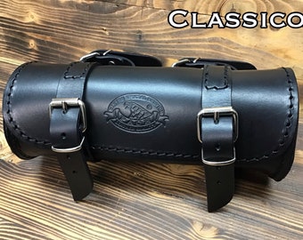 Tool barrel, custom motorcycle roller SMALL ROUND in 3.5 mm. vegetable tanned leather. Measurements 22 x 10 cm. Made in Italy