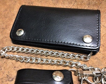 Men's wallet 16.5x9.5 cm , Men's leather biker wallet, Herren Leder Biker Geldbörse, Leather 2 mm. Tuscan vegetable tanned Made in Italy