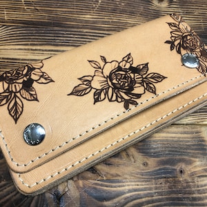 Damenbrieftaschen, Biker-Geldbörse aus Leder, Biker-Geldbörse aus italienischem Leder mit Kette, Geldbörse, Kreditkarten Made in Italy