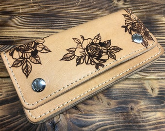 Women's Wallets, Leather biker wallet, Italian leather biker wallet with chain, Coin purse, credit cards Made in Italy