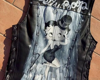 Women's leather vest designed