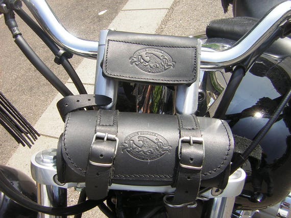 Abbigliamento Moto e Accessori - Borsa Moto Cuoio Custom Barilotto Porta  Attrezzi Chopper Nero