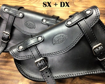 SPORTSTER side bag Motorcycle Custom Harley Iron Forty Eight Roadster Nightster 883 1200, "Mod. Choppers 009" Leather 4 mm. SXeDX Made in Italy