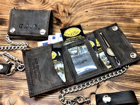 Biker Wallet With Chain Baby Model in Vintage Brown and