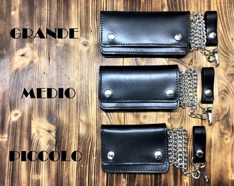 Cartera Biker, Cartera Bikers para hombre estilo acordeón en piel y cuoietto con bolsillos para dinero, tarjetero, monedero Made in Italy