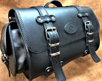 Cod. TRIKE 005 / Mod. EL PASO - Liters 40,50,65 Leather travel bag 4/5 mm. for the rear rack of your motorbike Made in Italy