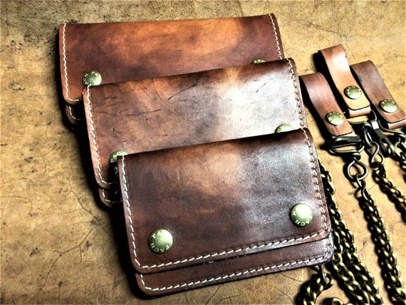 Biker Wallet, Men's Accordion Bikers Wallet in 1.5 Hand-dyed