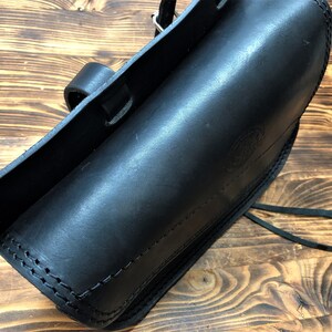 SPORTSTER Side Bag Motorcycle Custom Harley Iron Forty Eight Roadster Nightster 883 1200, "Mod. Choppers 003+STRAPP Black Volonata Leather image 5
