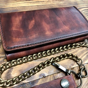 Cartera biker, Cartera de piel hombre, cartera de piel hombre, cartera biker con cadena, tarjetero, monedero Made in Italy