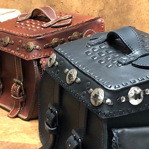 Ref. TRIKE 017 - Bag for Sissybar rear luggage rack, handmade leather Made in Italy