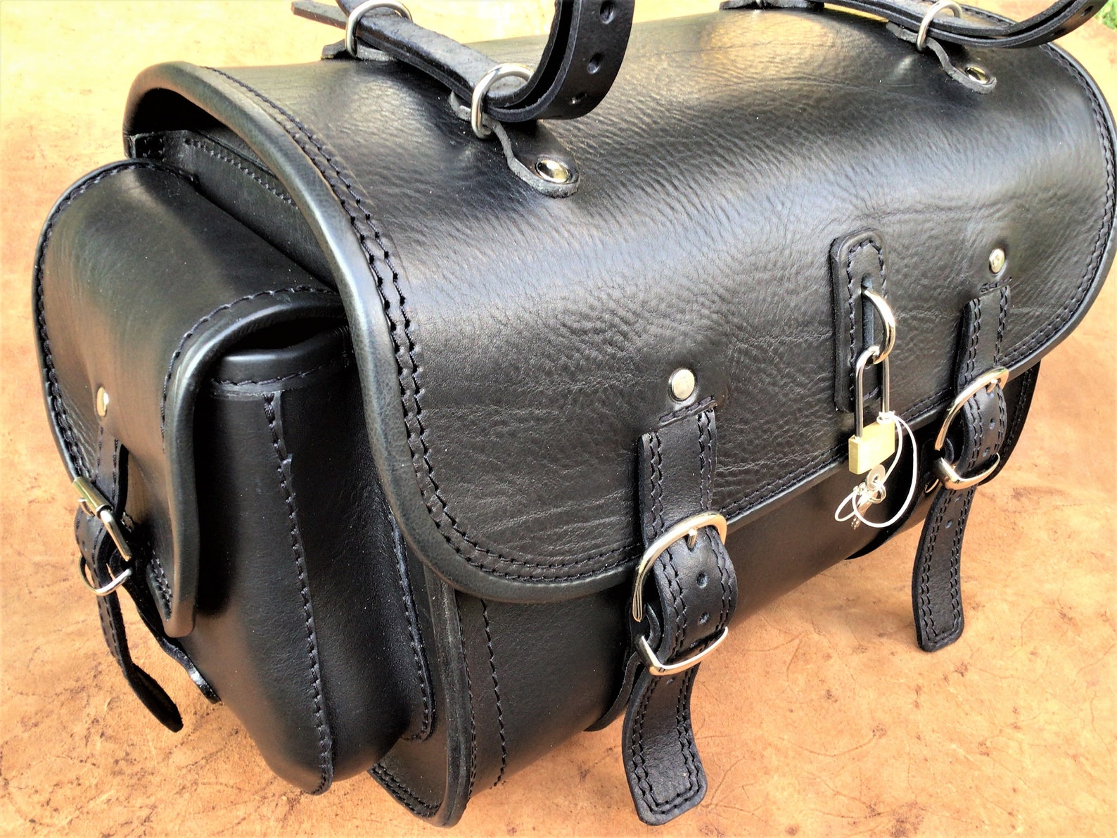 Leather travel bag for custom motorcycle racks Model TRIKE 019 Etsy