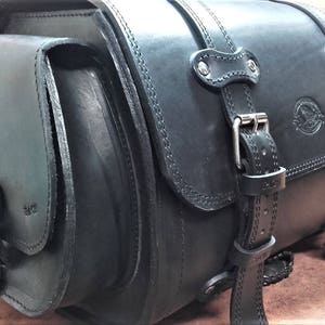 Kabeljau. TRIKE 010 / Mod. DAKOTA - 45 Liter Reisetasche für Custom Trike Gepäckträger 4/5 mm Leder gekoppelt bis 8 mm Made in Italy