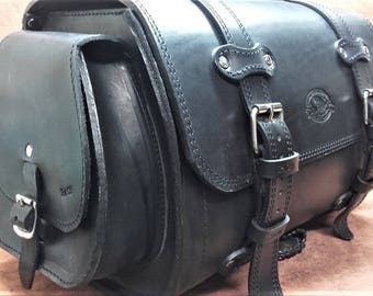 Cod. TRIKE 010 / Mod. DAKOTA - 45 litres Travel bag for custom trike luggage rack 4/5 mm leather coupled up to 8 mm Made in Italy