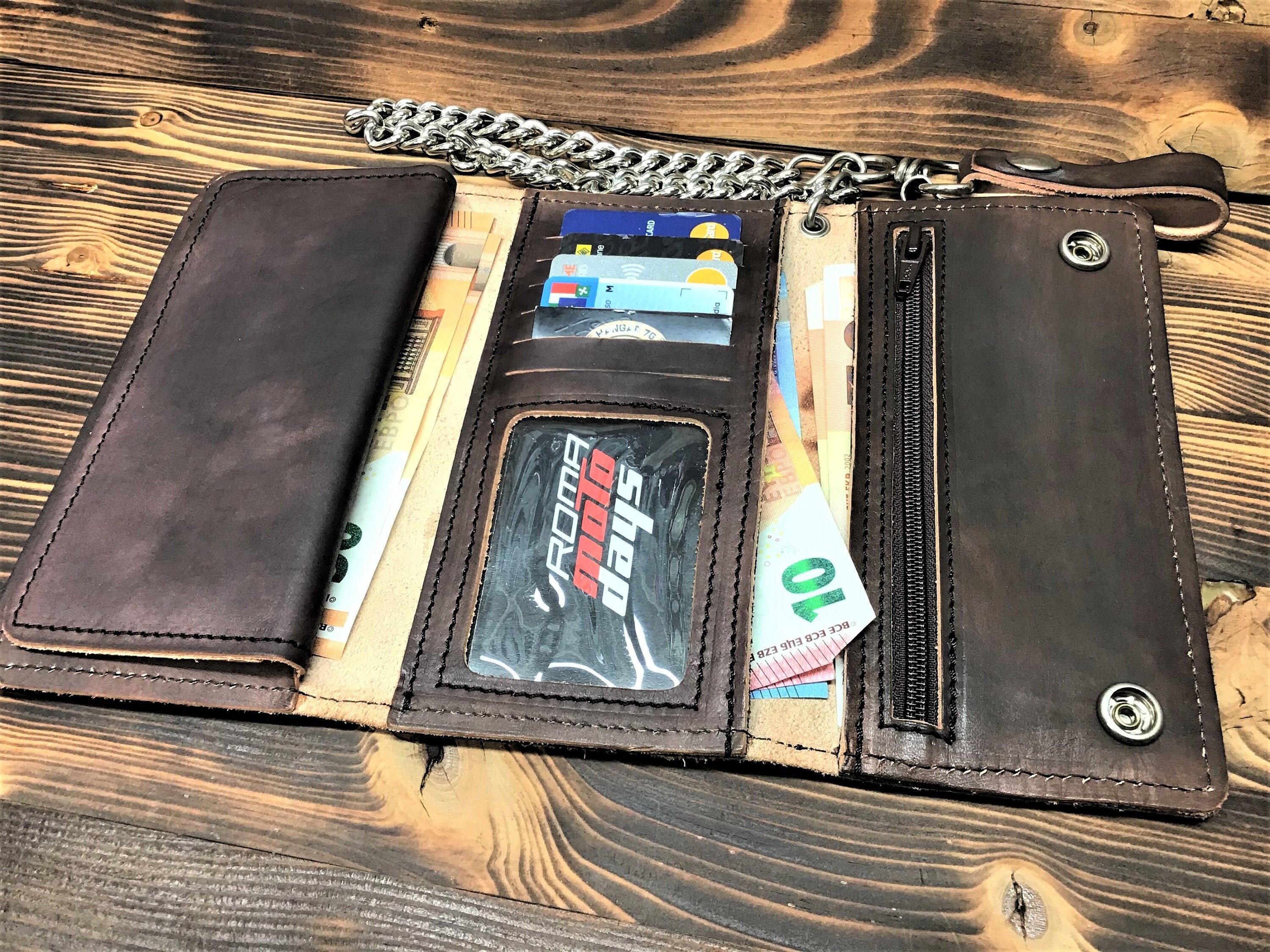 Biker wallet, Men's leather wallet, men's leather wallet, chain biker wallet, credit card holder