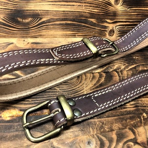 Vegetable tanned leather belt 35 mm wide. Handmade Made in Italy