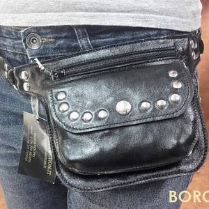 BASIC MARSUPIO in full grain cowhide leather, adjustable waist with two pockets to hold everything Made in Italy