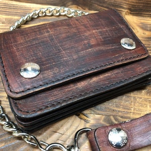 Cartera Biker, extra vintage Cartera Bikers, piel en forma de acordeón de espesor 1,5+ mm. bolsillos para dinero, tarjeteros, monederos Made in Italy