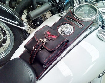 ROAD KING tank cover - Cod. CS-L 20 / Mod. Road King 2010 / With removable, customizable, handmade leather pocket Made in Italy