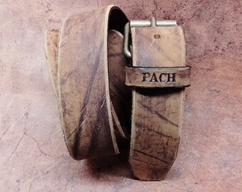 Mod. VINTAGE 01 Vegetable tanned leather belt Thickness 4 mm. Width 4 cm. Made in Italy