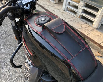 Guzzi V7 Stone Tank Cover, Tank Band | Cod. CS-L 39 | Mod. V7 STONE | in leather handmade Made in Italy
