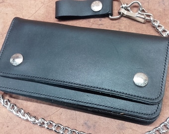 Accordion bikers wallet, Biker wallet with chain, 2 mm thick. - SMALL, MEDIUM, LARGE, money, cards, coins Since 1987 Made in Italy