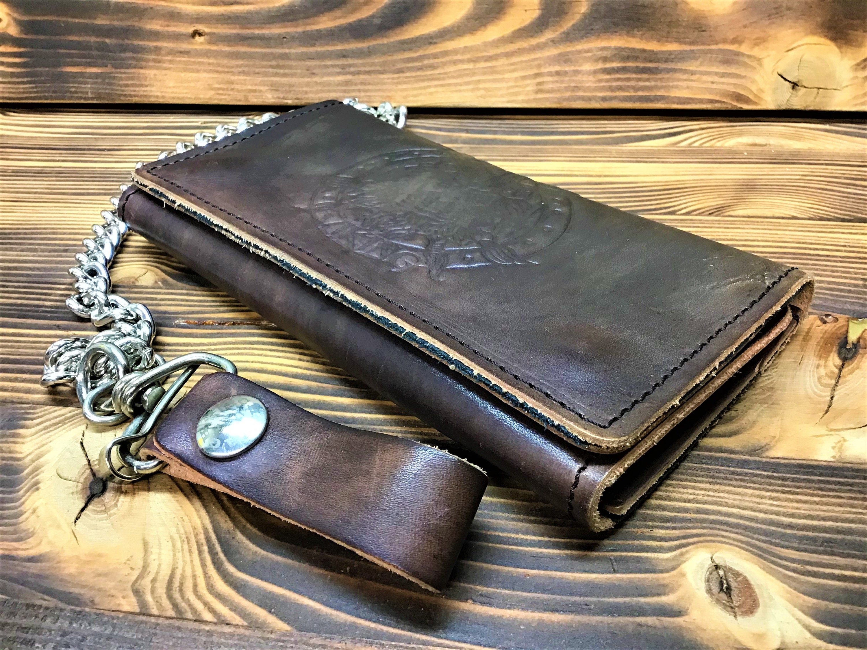 Biker wallet, Men's leather wallet, men's leather wallet, chain biker wallet, credit card holder