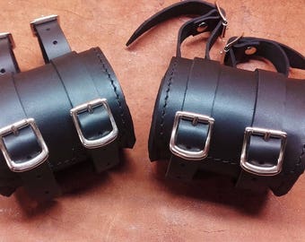Tool barrel, roller for MINI custom motorbikes 2 BUCKLES Vegetable tanned leather, 2 mm thick. artisanal product Made in Italy