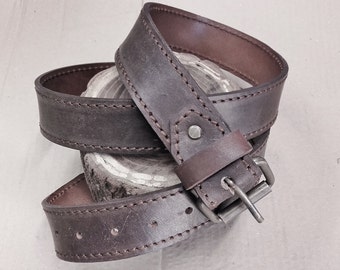 4 mm leather belt. dark brown color interchangeable buckle