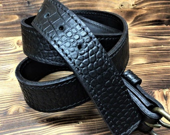 Men's belt in leather and coconut leather with interchangeable screw buckle, handmade, Made in Italy