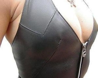 Woman leather top, Women's clothing Handmade soft nappa leather top Size 40/42 Made in Italy