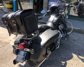 Cod. TRIKE 024 / Mod. ATALANTA - Liters 40 Travel bag in 4/5 mm leather to be applied to the custom luggage rack, Trike, Vespa. Made in Italy