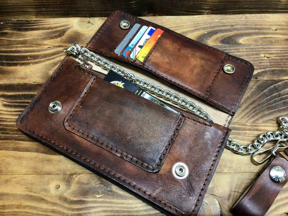 Men s Bikers Wallet Biker Wallet Thickness 1.5 Mm. With Chain