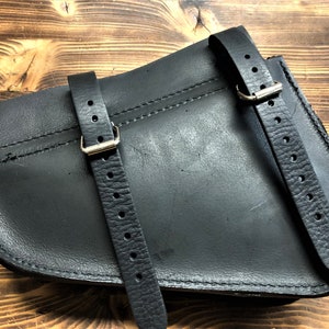 SPORTSTER Side Bag Motorcycle Custom Harley Iron Forty Eight Roadster Nightster 883 1200, "Mod. Choppers 003+STRAPP Black Volonata Leather image 10