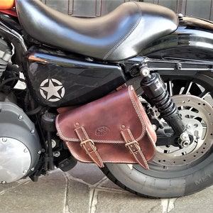 SPORTSTER side bag Custom Motorcycle Harley Iron Forty Eight Roadster Nightster 883 1200, "Mod. Choppers 018" 3/3.5 mm. Left and Right Made in Italy