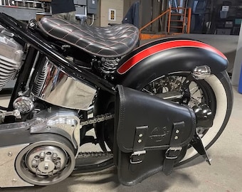 SOFTAIL Side Bag Custom Motorcycle Harley Davidson, "Mod. Choppers 002D" 4 mm bullnose. suitable for all motorbikes with Made in Italy SOFTAIL frame