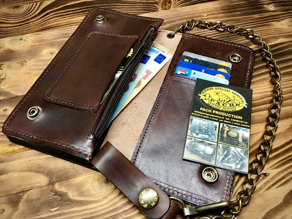 Tassen & portemonnees Portemonnees & Geldclips Portemonnee met ketting Chain Leather US Army Wallet 