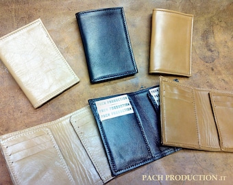 Leather pocket card holder, cards, credit cards, banknotes Made in Italy