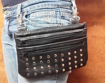 MARSUPIO ZIPPER 002 In studded leather JV Made in Italy collection