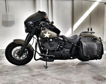 Fat boy slim motorcycle bag 2016 Harley Davidson - Cod. MONO 158 / Mod. FAT BOY Slim - Soft saddlebag effect bellows Made in Italy