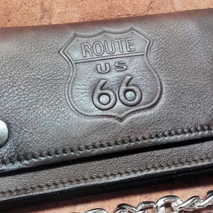 Biker-Geldbörse, Biker-Akkordeon-Geldbörse aus 1,5 mm dickem Leder. mit Fächern für Geld, Kartenhalter, Münzhalter - Hergestellt in Italien -