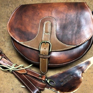 Women&#39;s shoulder bag in leather and leather, Model BOMBOM color Antique Brown, Handmade Made in Italy