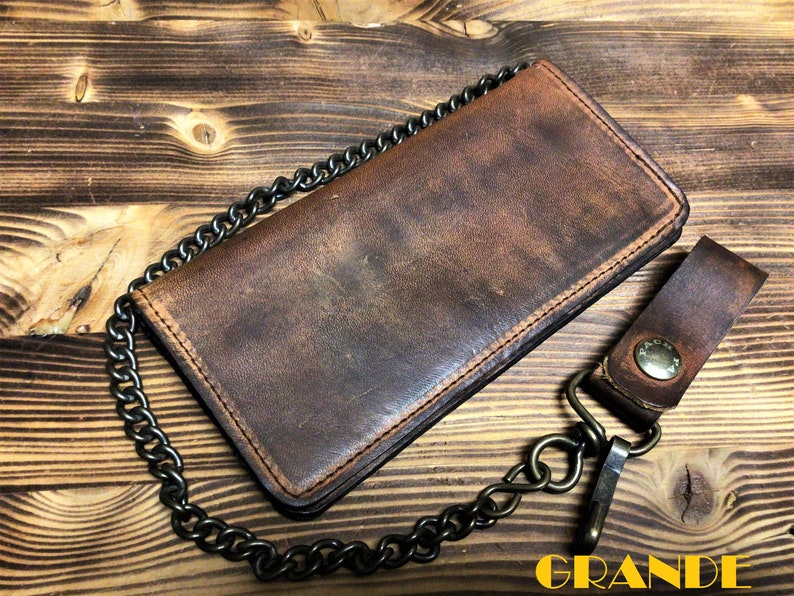 Wallet in hand-dyed leather with card holder, Mod. BIKERS CARD handmade Made in Italy Grande 18 x 9 cm