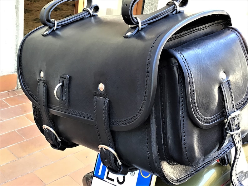 Leather travel bag for custom motorcycle racks Model TRIKE 019 Etsy