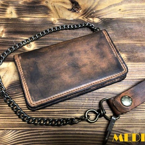 Wallet in hand-dyed leather with card holder, Mod. BIKERS CARD handmade Made in Italy Medio 16 x 9 cm