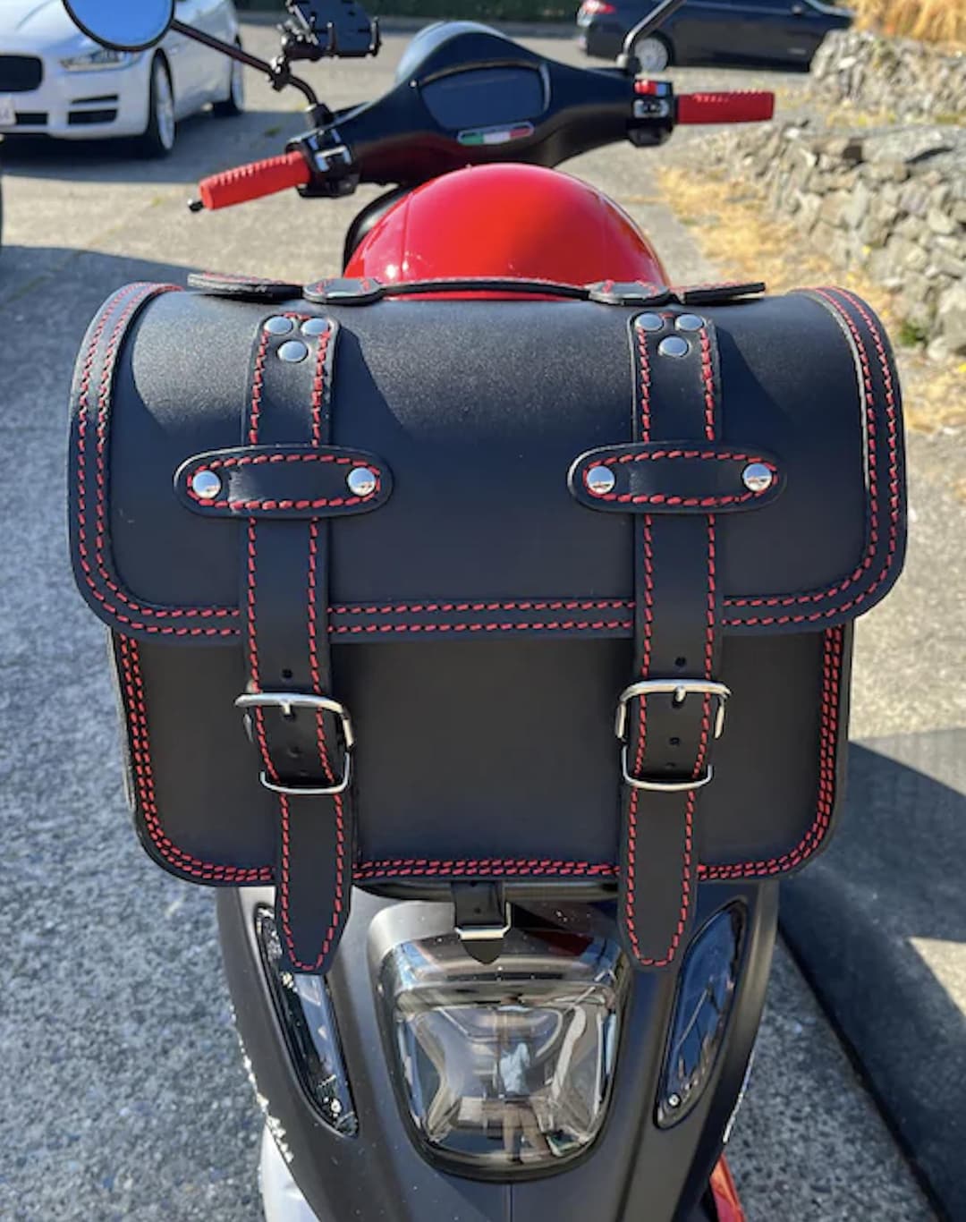 Cod. TRIKE 020 BLACK / 3.5-4 Mm Leather Travel Bag for the Rear