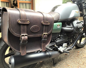 MOTO GUZZI V7 STONE, Bag "Cafè Racer Mod. 113" Leather 4 mm complete with steel for fixings and maximum rigidity, universal size Made in Italy