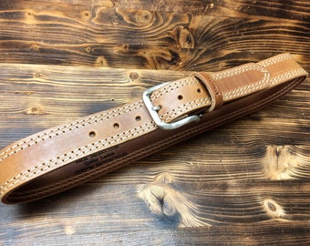 Men's leather belt 4 mm., vegetable tanned, interchangeable buckle, handmade Made in Italy
